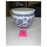 fish bowl Blue and White Ceramic Planter