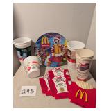 Vintage Mcdonalds cups, fry boxes, Ronald plate