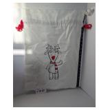 White Reindeer Holiday Drawstring Fabric Bag