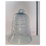 Clear Glass Bell cloche Loop Hanger ribbed design