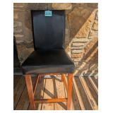 Bar Stool, Black seat, wooden legs