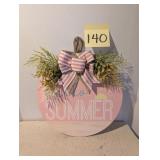 Pink Hello Summer Round Decorative Sign