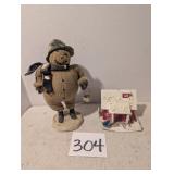 Snowman Figurine and House holiday