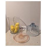 Glass  Cover, Glass vase, wooden lemons