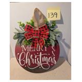 Rustic Buffalo Plaid Merry Christmas Round Wooden