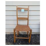 Rustic Wooden Slat Back Chair with Woven Seat
