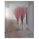 Pink Artificial Pampas Grass Stems, paper lanterns