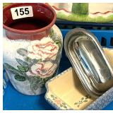 VASE, SPONGWARE BAKING LOAF PAN, BUTTER DISH