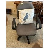 OFFICE CHAIR AND BIRD PILLOW