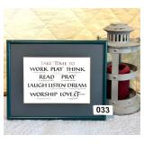 HOME DECOR LANTERN WITH CANDLE, FRAMED ART