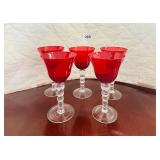 SET OF 5 GIBSON IMPERIAL RED WATER GOBLETS