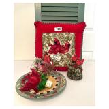 CHRISTMAS CARDINAL HOME DECOR, PILLOW,NIGHT LIGHT