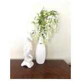 LARGE WHITE SEAHORSE DECOR & WALL VASE & GREENERY