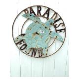 ROUND METAL TURTLE PARADISE FOUND SIGN