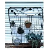 GARDEN TRELLIS DECORATED POTEYR, FAUX PLANTS, ETC
