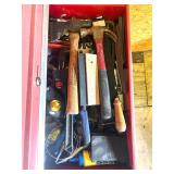 ONE DRAWER, HAMMERS,HATCHET, ETC