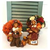 FALL DECOR, PAIR OF CARVED PILGRIMS