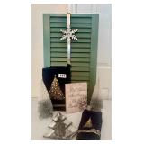 CHRISTIMAS SILVER & BLUE DECOR, PEWTER TREE PLATE