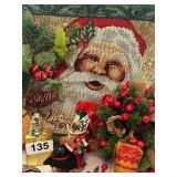 SANTA PILLOW AND LOADS OF ORNAMENTS, BEADED,ETC