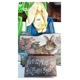 EASTER DECOR, PLACE MATS, BUNNY AND SIGN