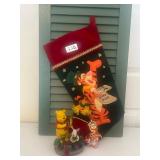 WHINNIE THE POOH TIGGER STOCKING, ETC GLASS CAT