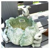 CABBAGE AND BUNNY PLANTER RESIN