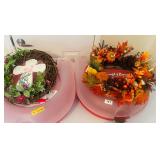 2 WREATH BOXES , FALL AND EASTER WREATH