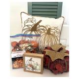 PUMPKIN PILLOW, LIGHTS, FALL DECOR ETC