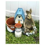 GARDEN BUNNYMBIRHOUSE, STONES & POTS, ETC