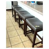 SET OF 4 LEATHER LIKE 24 INCH SADDLE STOOLS