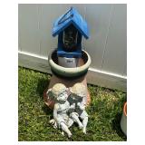 GARDEN TREASURE GROUPING -3 POTS, BIRDHOUSE ETC