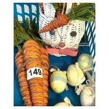 WICKER RABBIT BASKET, CARROTS AND EGGS