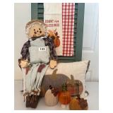 FALL PUMKINS AND SCARECROW DOLL, ETC