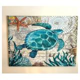 LARGE FABRIC TURTLE WALL ART & DRIED FLOWER DECOR
