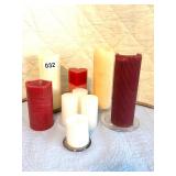 CANDLES, SAUCERS, TAPERS, BATTERY CANDLES,ETC