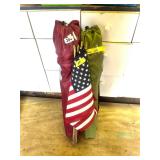 PAIR OF CAMPING CHAIRS AND AMERICAN FLAG