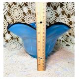 BLOWN GLASS RUFFLE SWIRL BOWL - UNSIGNED -