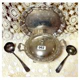 VINTAGE SLIVER PLATE SERVING DISHES - SPOON-LADLE