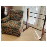 HANDMADE QUILT STAND & FLAME STITCH FABRIC CHAIR