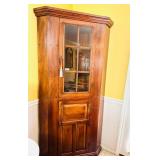 ATQ CORNER CABINET,6 PANE,RAISED PANEL, PEGGED ETC