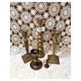 BROUP OF BRASS CANDLESTICKS - 5