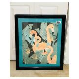 DAN GOAD PINK FLAMINGO PRINT 1989-22X28