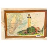 HAND PAINTED ON OLD MAP 19.5X13.5
