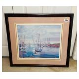 1988 SIGNED GIFF PRINT 56/1500 SHRIMP BOATS 30X28