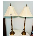 PAIR OF RESIN GOLD TONE WITH RED TABLE LAMPS 34T