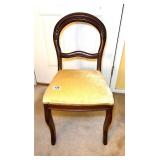 SINGLE BALLOON BACK CHAIR - CARVED - YELLOW FABRIC
