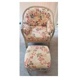 VINTAGE RATTAN CHAIR & OTTOMAN,ZIPPERED CUSHIONS