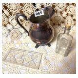 VTG SILVER PLATE WATER PITCHER,A.B.C. BUTTER DISH