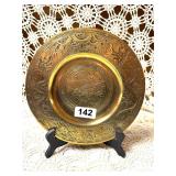 ANTIQUE CHINESE HEAVY BRASS DRAGON CHARGE PLATE