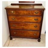 ANTIQUE FEDERAL WALNUT CHEST, BRASS BAIL PULLS